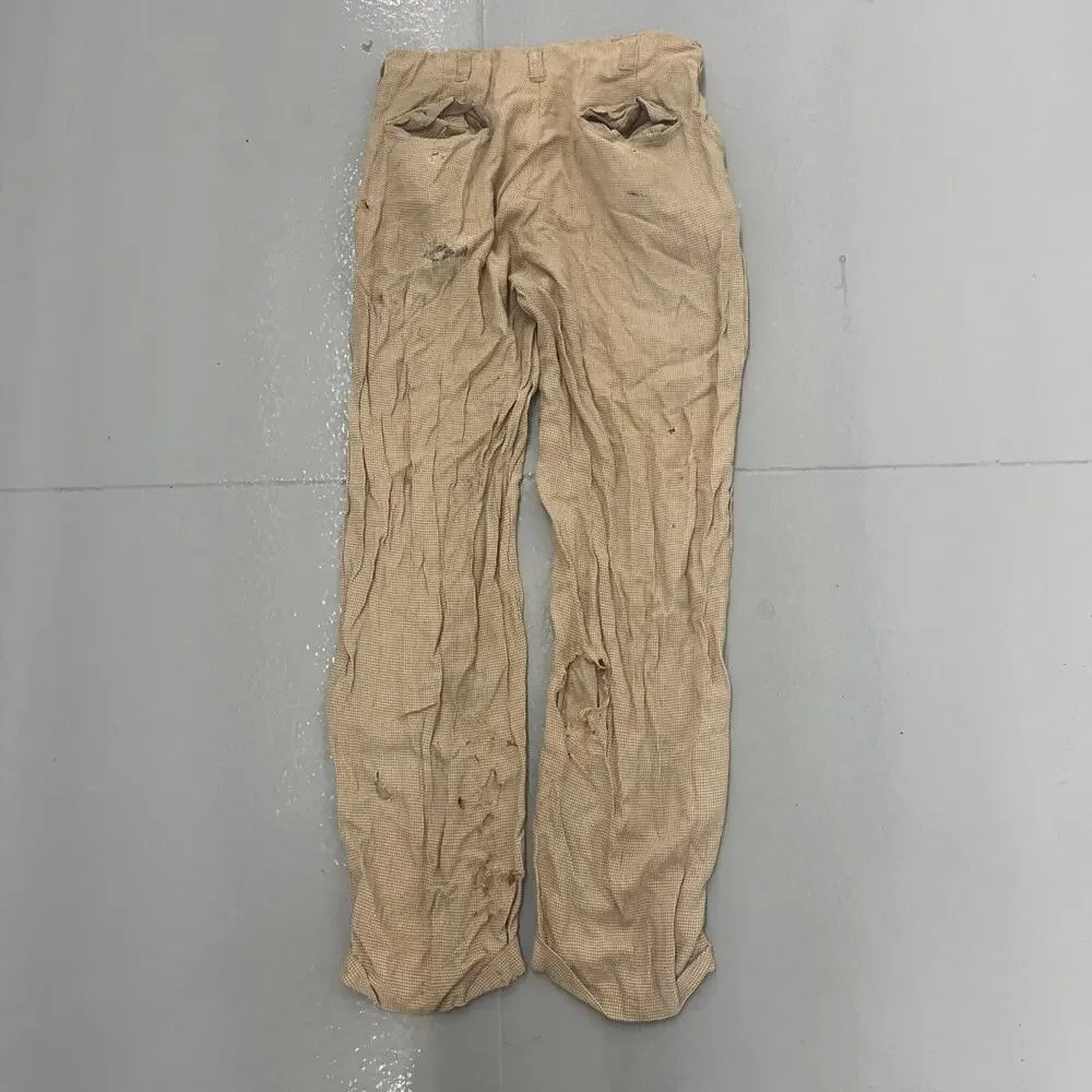 Vintage 40s Glen-More Beige Pattern Rayon Pants 29x29